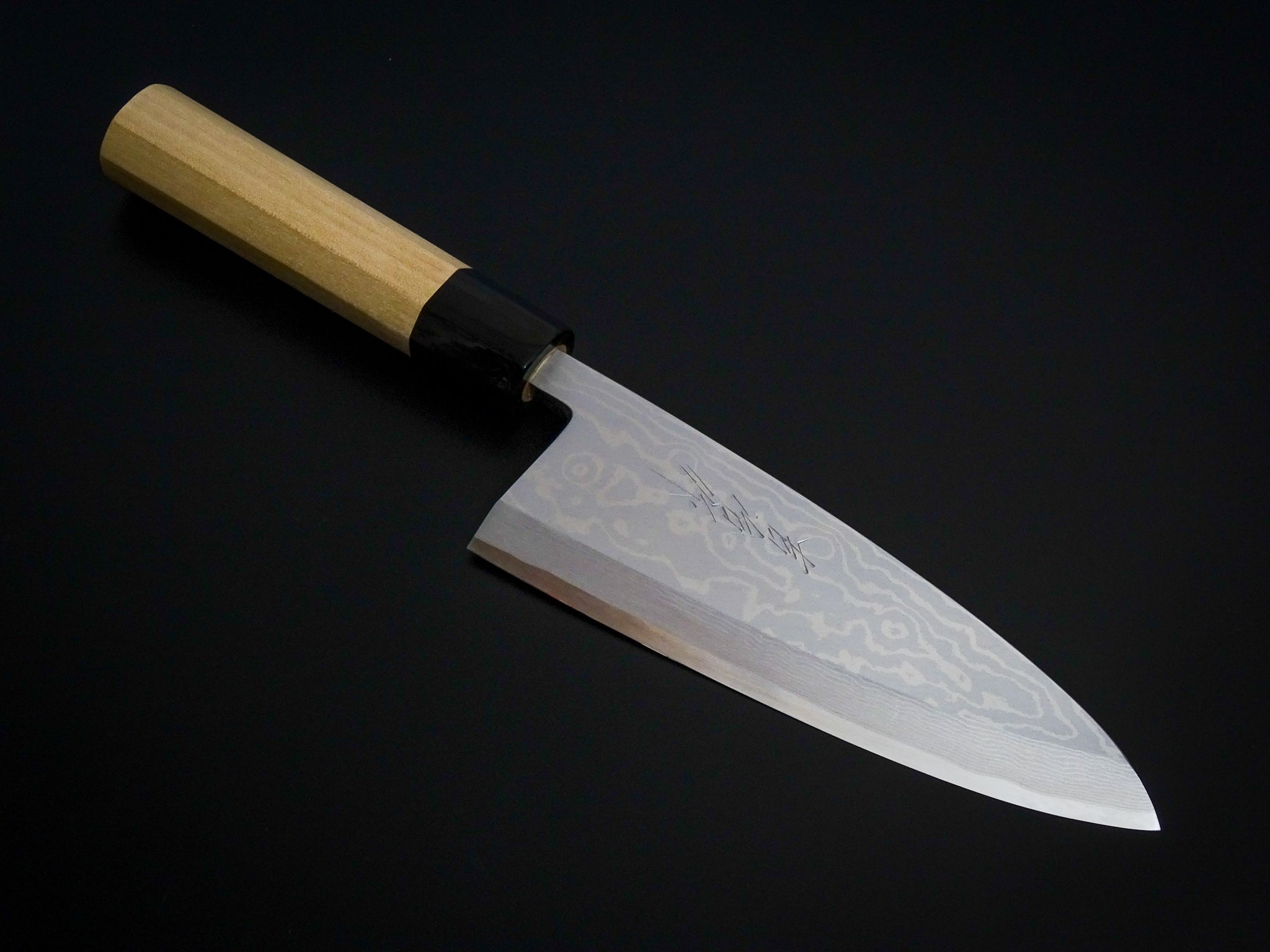 KICHIJI GINSAN-KO SUMINAGASHI DEBA 165MM MAGNOLIA WOOD HANDLE – KATABA  Japanese Knife Specialists