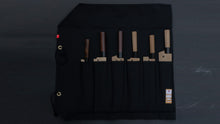 Load image into Gallery viewer, HI-CONDITION HANPU CANVAS 6 POCKETS KNIFE ROLL BLACK  (Cotton  Carry Bag included)
