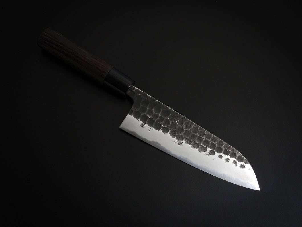 TOSHIHIRO V-2 KUROUCHI HAMMERED NASHIJI SANTOKU KNIFE 165MM CHESTNUT HANDLE*