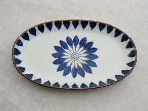 HASAMIYAKI BLUE FLOWER OVAL PLATE
