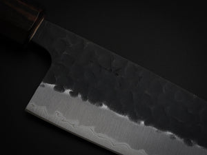 HITOHIRA AOGAMI SUPER KUROUCHI HAMMERED SANTOKU 170MM CHERRYWOOD HANDLE