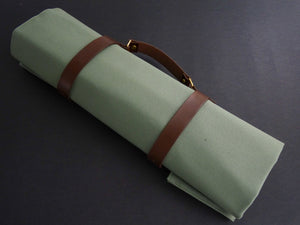 COMO+KATABA HANDMADE HEAVYWEIGHT CANVAS KNIFE ROLL WITH DOUBLE LEATHER FITTINGS AND HANDLE