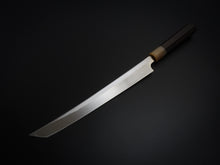 Load image into Gallery viewer, YOSHIHIRO YAUJI SHIROGAMI KUROUCHI HAMMERED SAKIMARU 270MM WENGE WOOD HANDLE
