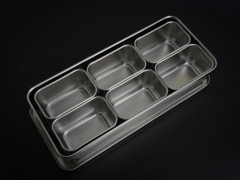 JAPANESE STAINLESS STEEL 6 YAKUMI SMALL GASTRONORM PANS SET
