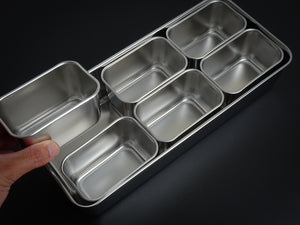 JAPANESE STAINLESS STEEL 6 YAKUMI SMALL GASTRONORM PANS SET