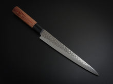 Load image into Gallery viewer, SEKI KANETSUNE STAINLESS HAMMERED SUJIHIKI KNIFE 210MM RED PAKKA HANDLE
