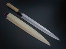 Load image into Gallery viewer, HITOHIRA KIKUCHIYO MANZO GINSAN / SILVER 3 YANAGIBA 300MM MAGNOLIA WOOD HANDLE
