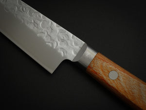 TAKAMURA CHROMAX HAMMERED PETTY KNIFE BROWN PAKKA WOOD HANDLE 130MM*