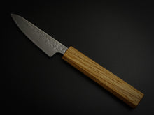 Load image into Gallery viewer, TSUNEHISA AUS-10 HAMMERED DAMASCUS PARING KNIFE 80MM OAK WOOD OCTAGONAL HANDLE
