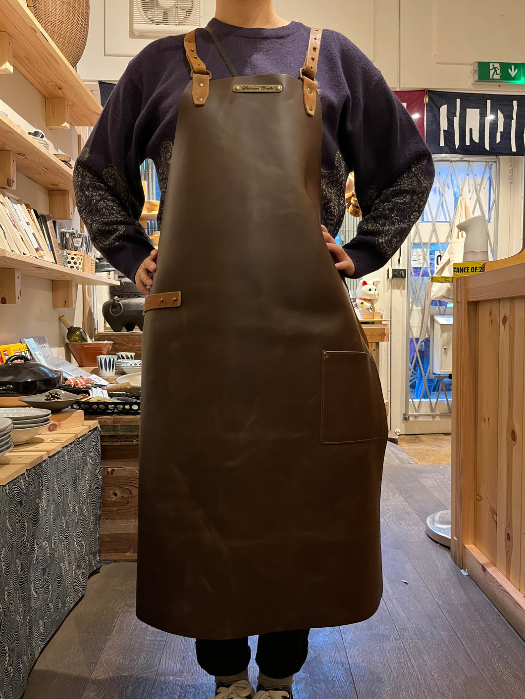 STALWART CRAFTS  CROSS STRAP LEATHER APRON BROWN